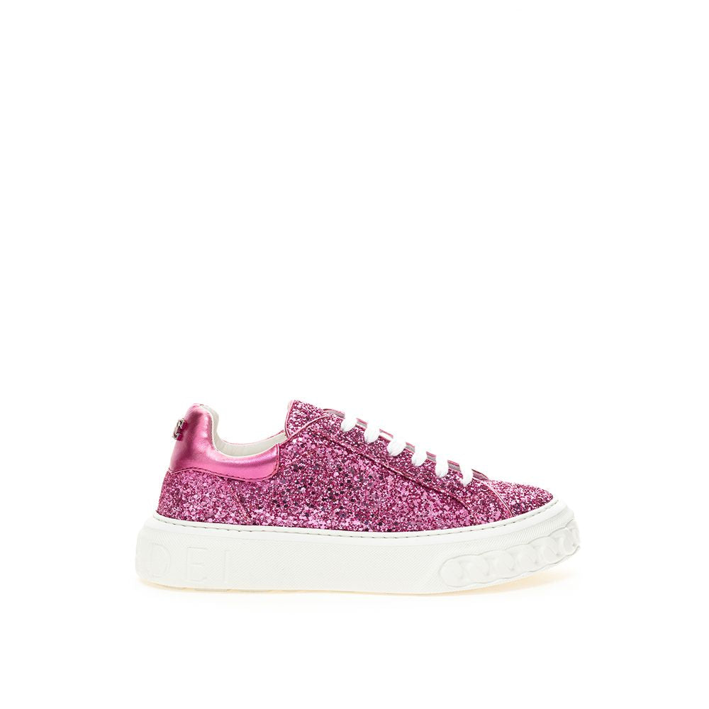 Casadei Pink Fabric And Leather Sneaker
