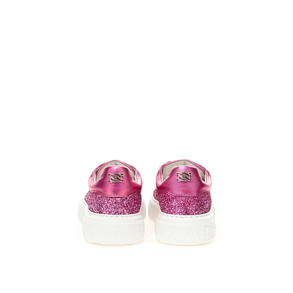 Casadei Pink Fabric And Leather Sneaker