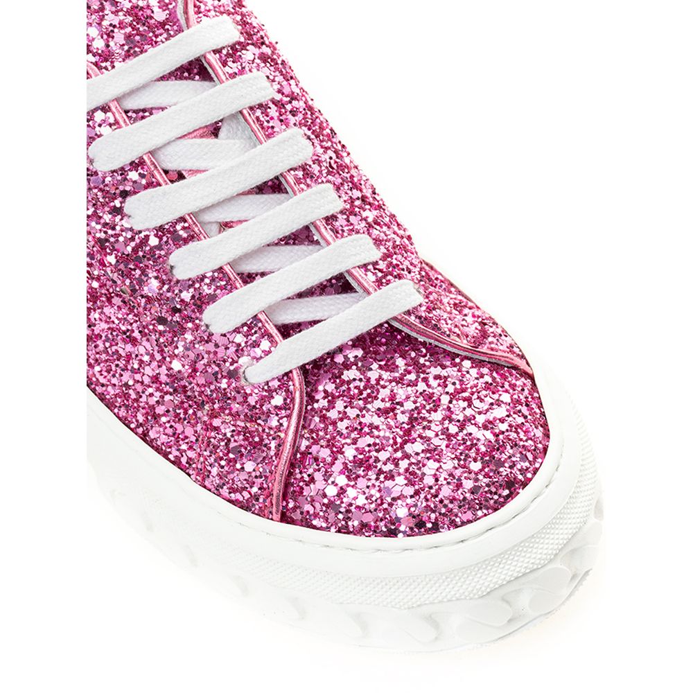Casadei Pink Fabric And Leather Sneaker
