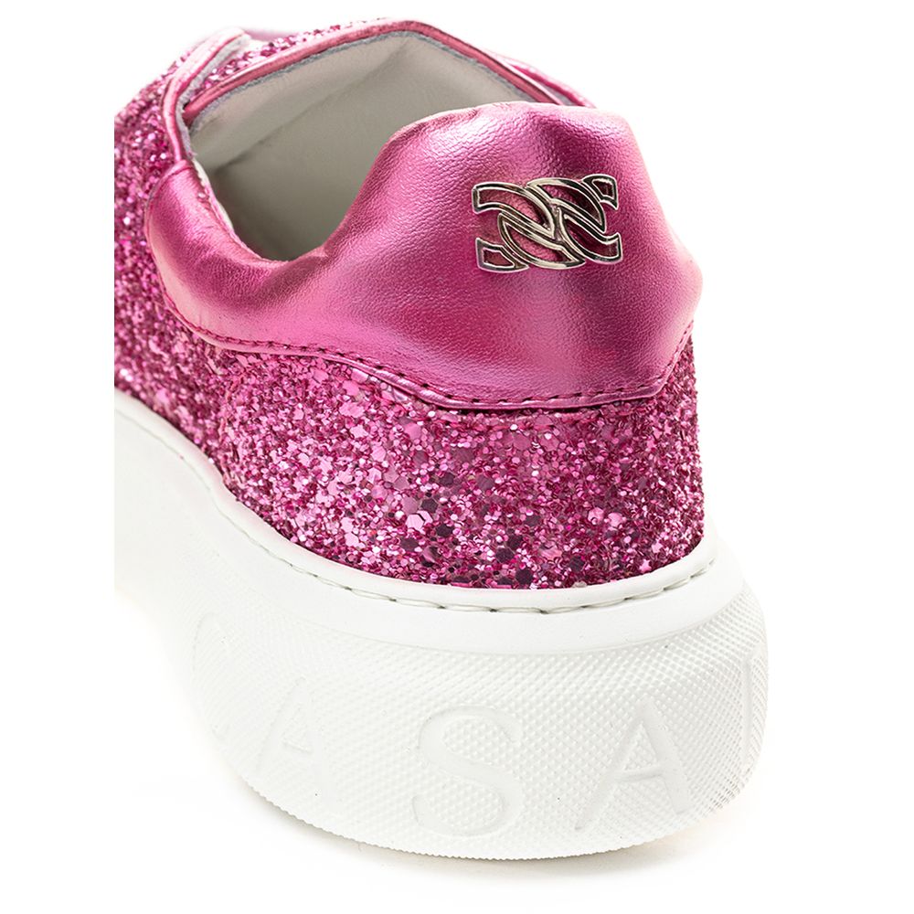 Casadei Pink Fabric And Leather Sneaker