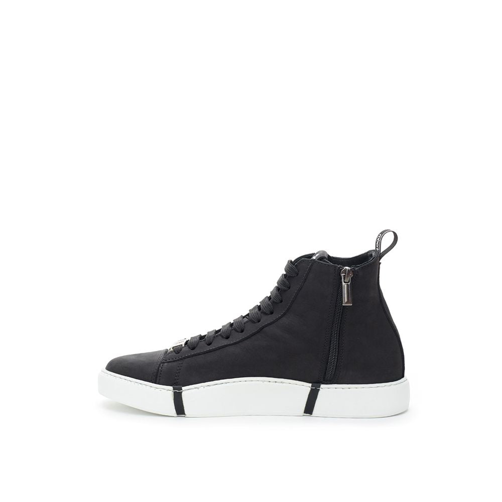 Roberto Cavalli Black Suede Leather Sneaker