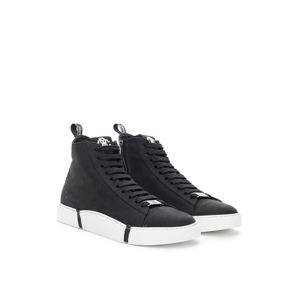 Roberto Cavalli Black Suede Leather Sneaker