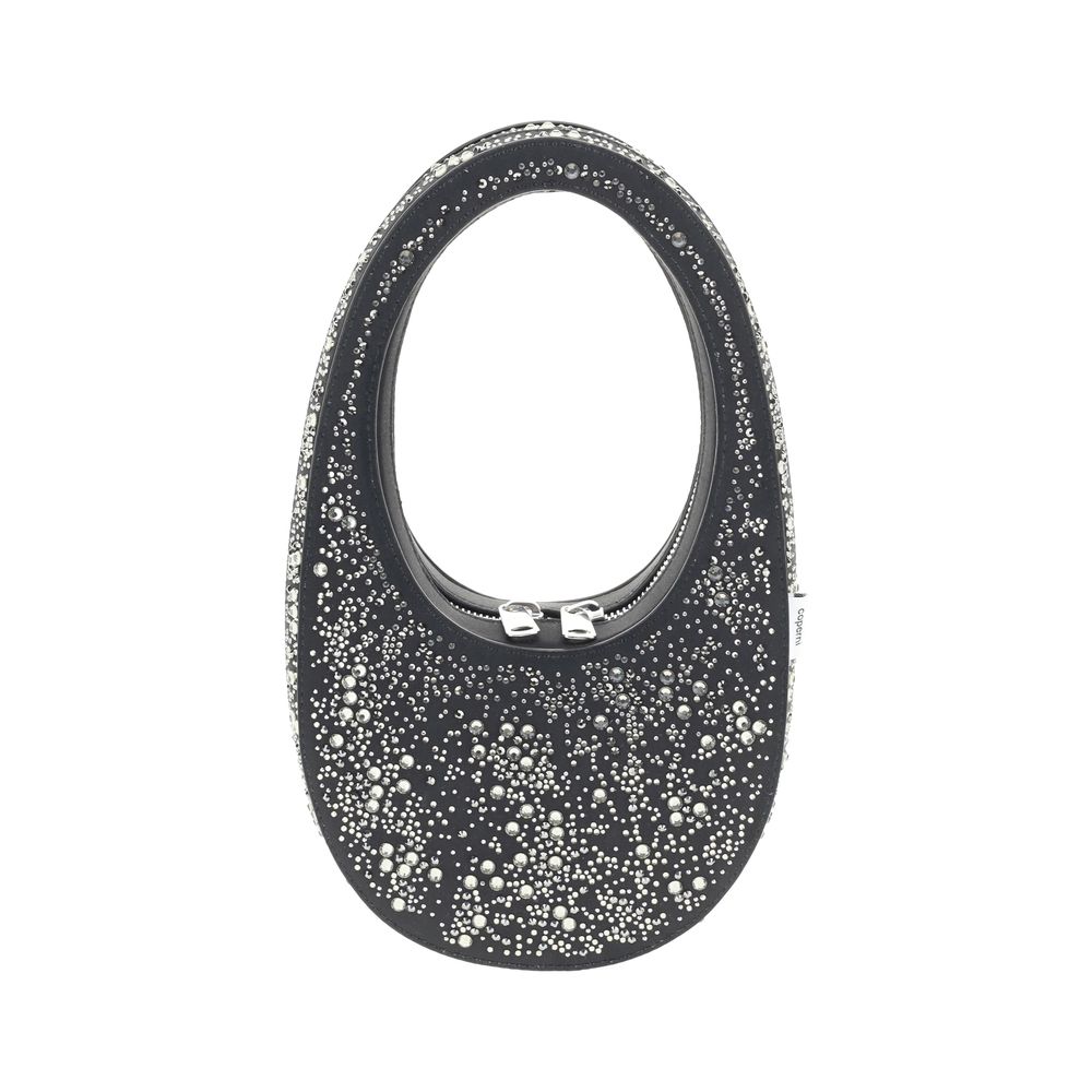 Coperni Swipe Shoulder Bag - black-crystal appliqués-hobo