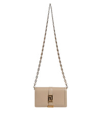 Versace Beige Gold Chain Calf Leather Wallet Crossbody Bag
