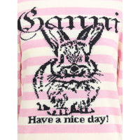 Ganni Striped sweater with rabbit