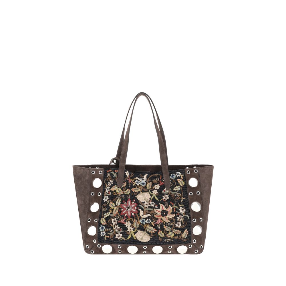 Valentino Garavani Floral embroideried Nellcote Tote Bag - brown
