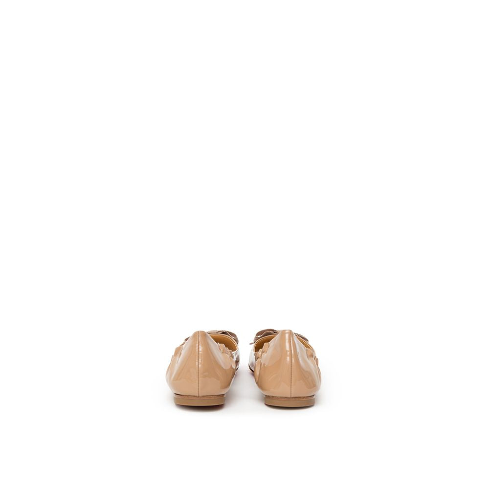 Christian Louboutin Beige Patent Leather Flat Shoe