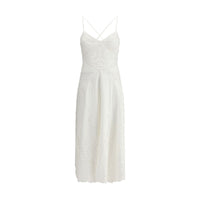 Self-Portrait White Cotton Embroidered Midi Dress