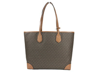 Michael Kors Eva Large Stripe Travel Tote Bag Plus Pouch Brown