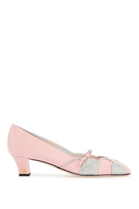 Valentino Garavani pink satin pumps with rhinestones