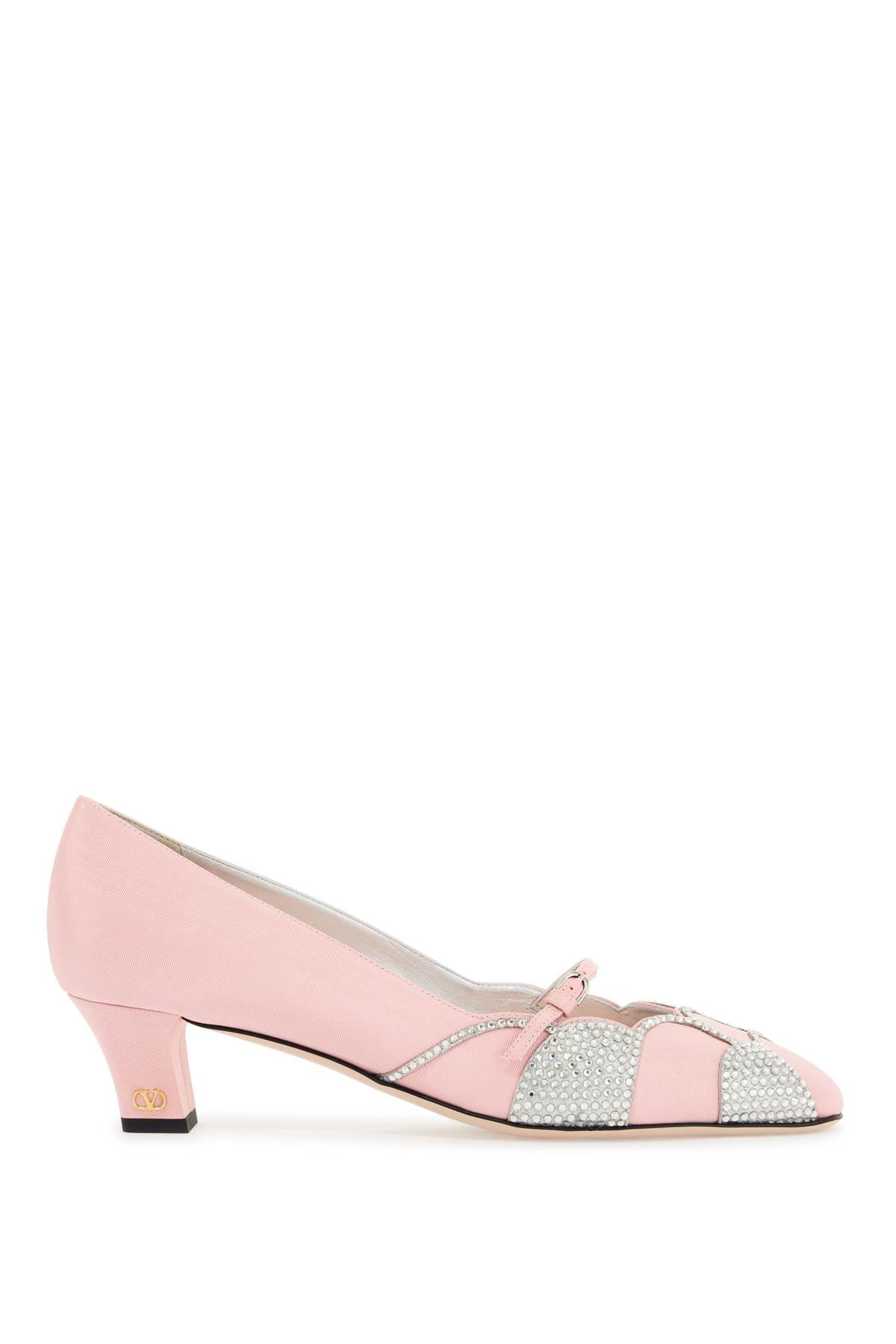 Valentino Garavani pink satin pumps with rhinestones