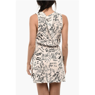 Dsquared² All-Over Printed Mini Beach Cover Up Dress with Belt
