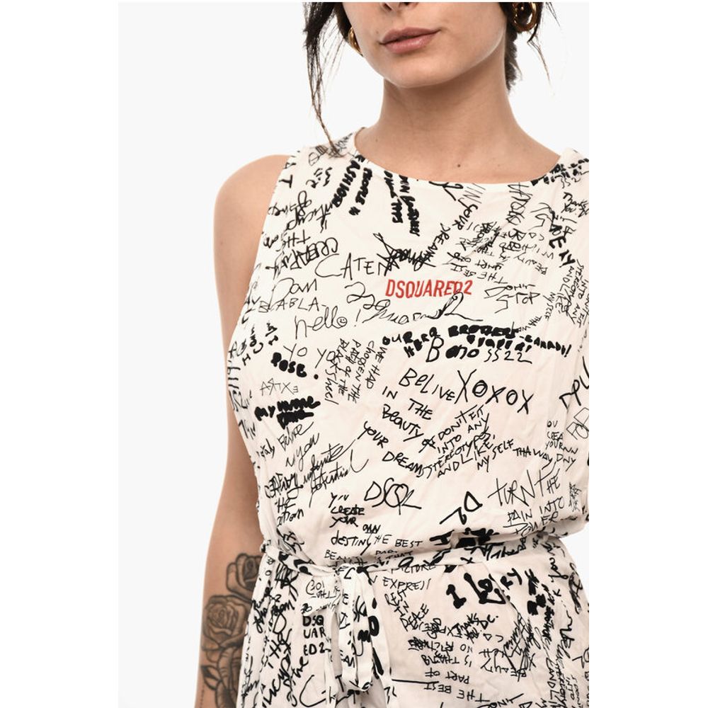 Dsquared² All-Over Printed Mini Beach Cover Up Dress with Belt