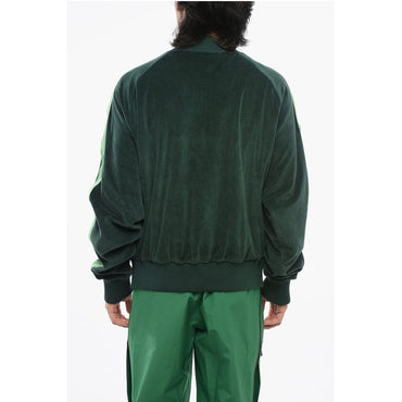Amiri Velour RAIN FOREST Track Sweatshirt with Tape Side Bands