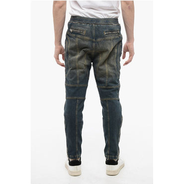 Balmain Vintage Washed Biker Denims with Elastic Waistband 15cm