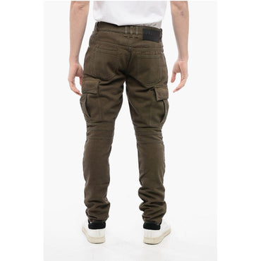 Balmain Denim Cargo Pants with Biker Details