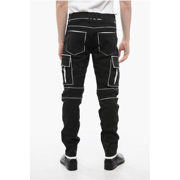 Balmain Coated Cotton Cargo Pants with Contrasting Details