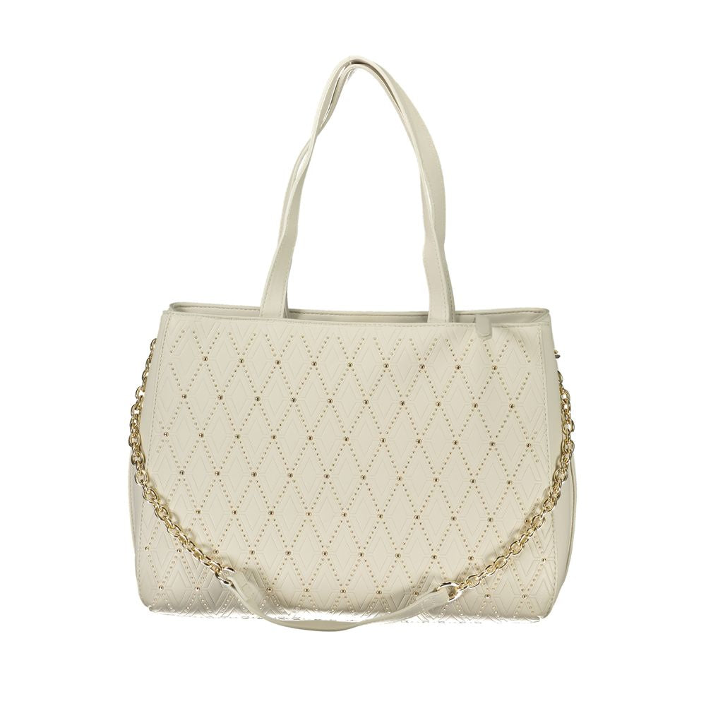 Valentino Bianco Polyurethane Women's Bag with Two Handles and Chain Strap