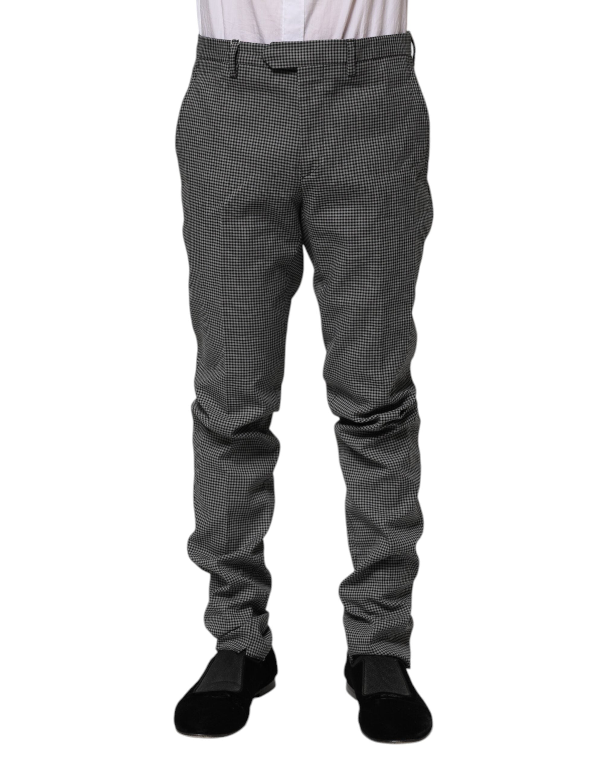 BENCIVENGA Black White Checkered Tapered Dress Pants