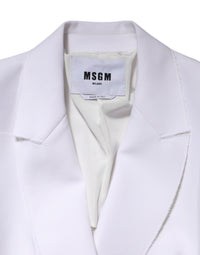 MSGM White Polyester Long Sleeves Ruffled Wrap Jacket