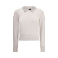 PINKO Rhinestone-decorated collar Sweater