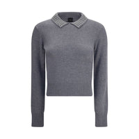 PINKO Rhinestone-decorated collar Sweater