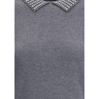 PINKO Rhinestone-decorated collar Sweater