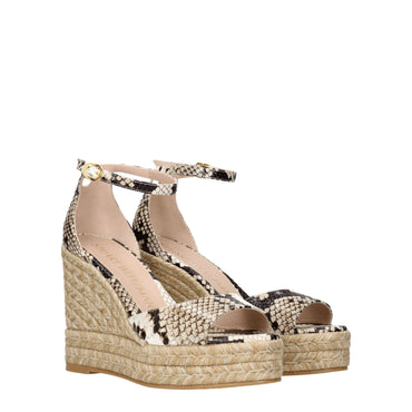 Stuart Weitzman Beige Leather Wedge