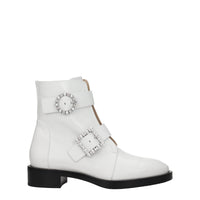 Stuart Weitzman White Leather Ankle