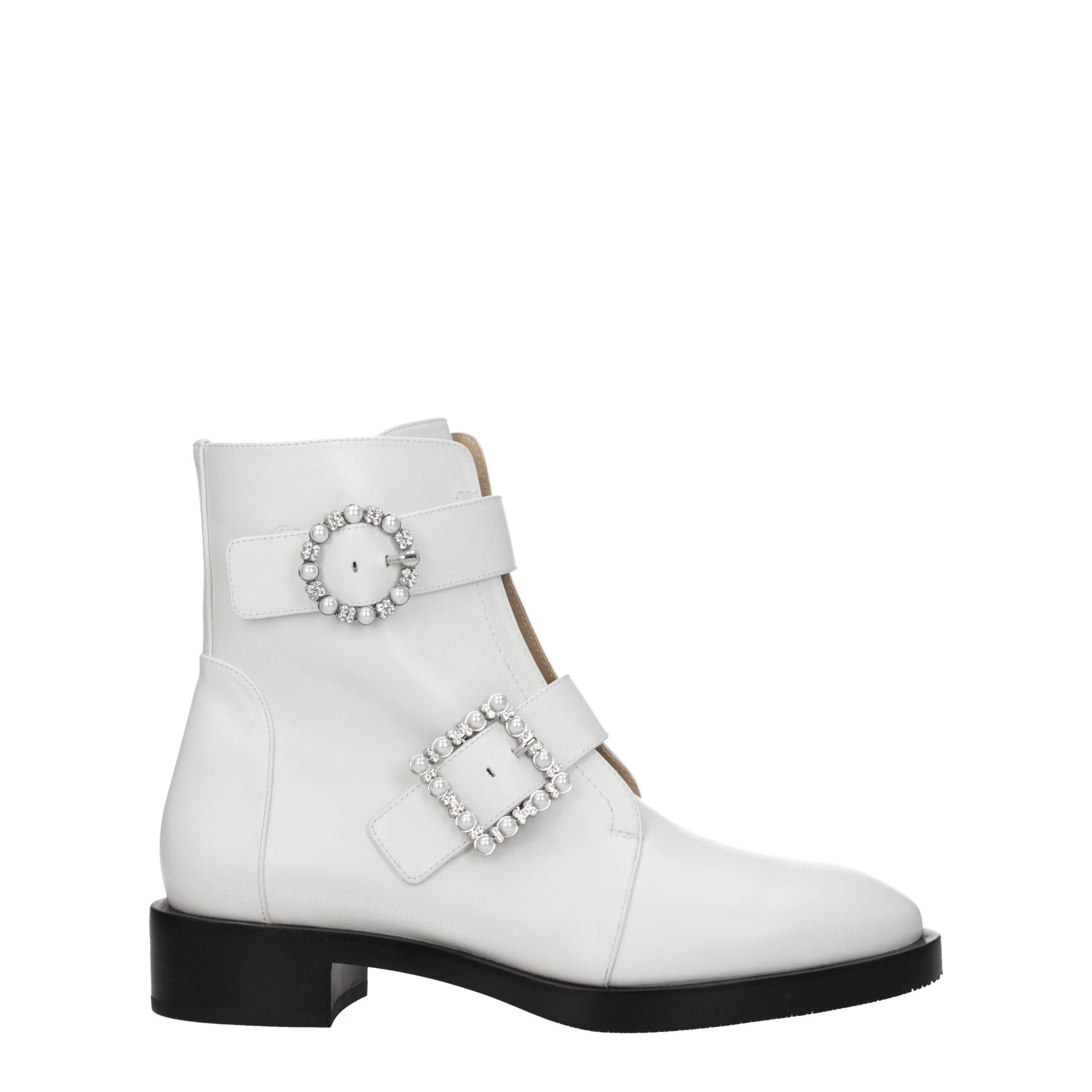 Stuart Weitzman White Leather Ankle