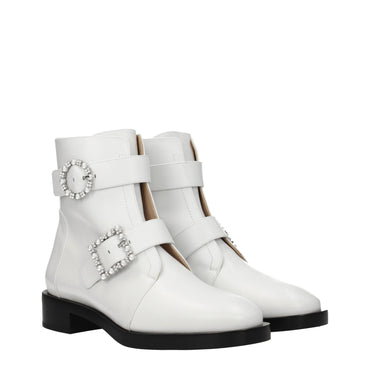 Stuart Weitzman White Leather Ankle