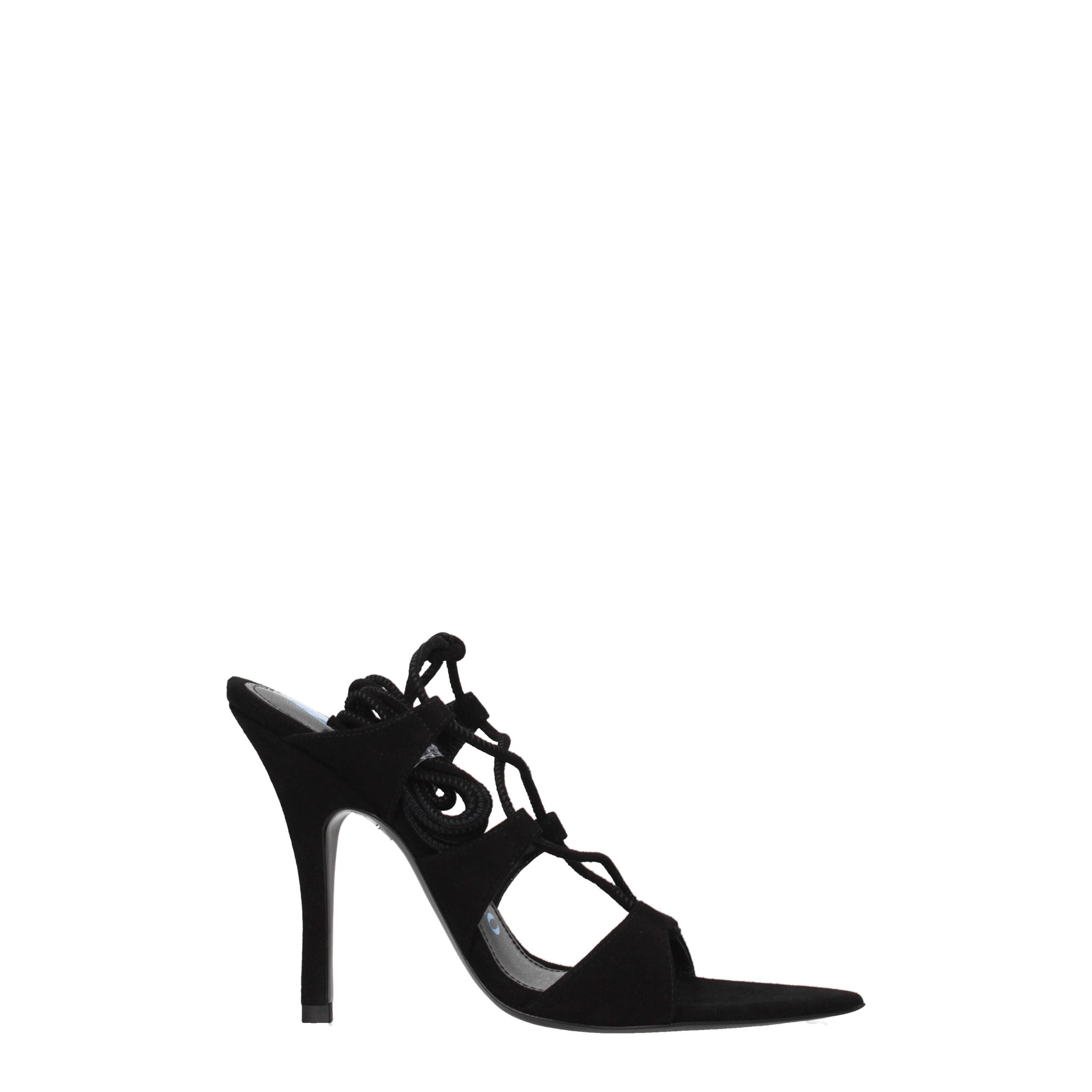 The Attico Black Leather Sandal