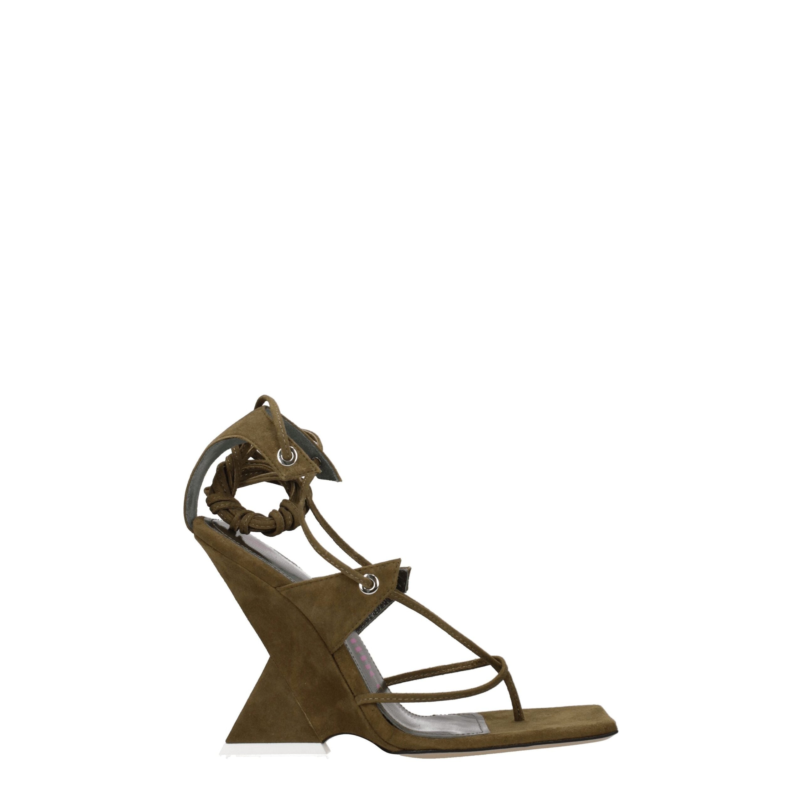 The Attico Green Leather Flip-Flop Sandal