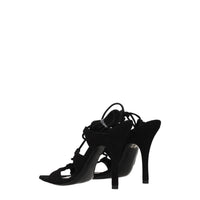 The Attico Black Leather Sandal