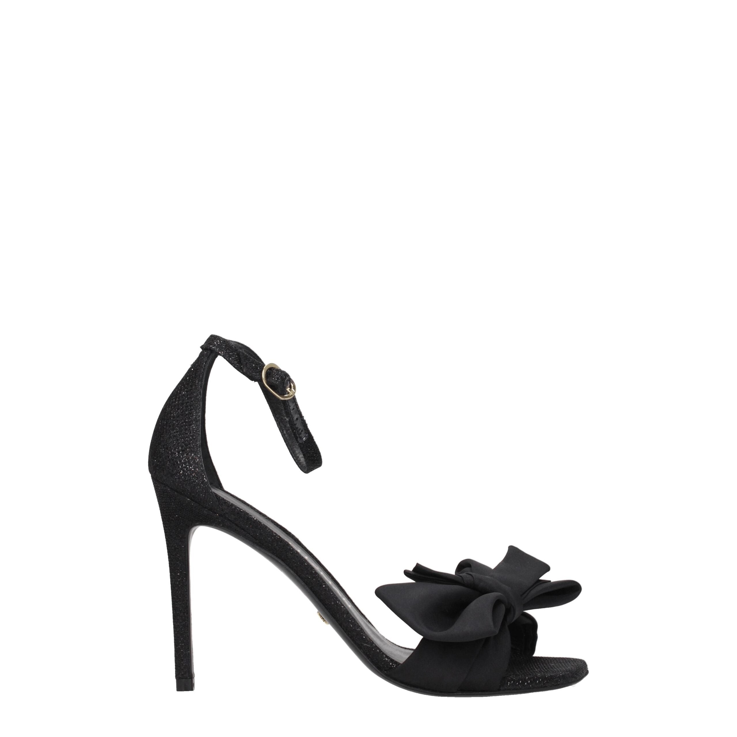Stuart Weitzman Black Satin Sandal
