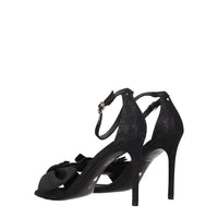 Stuart Weitzman Black Satin Sandal