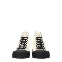 Jil Sander Beige Fabric High Top Sneakers