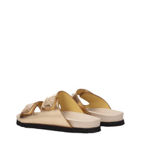 Palm Angels Gold Leather Slipper