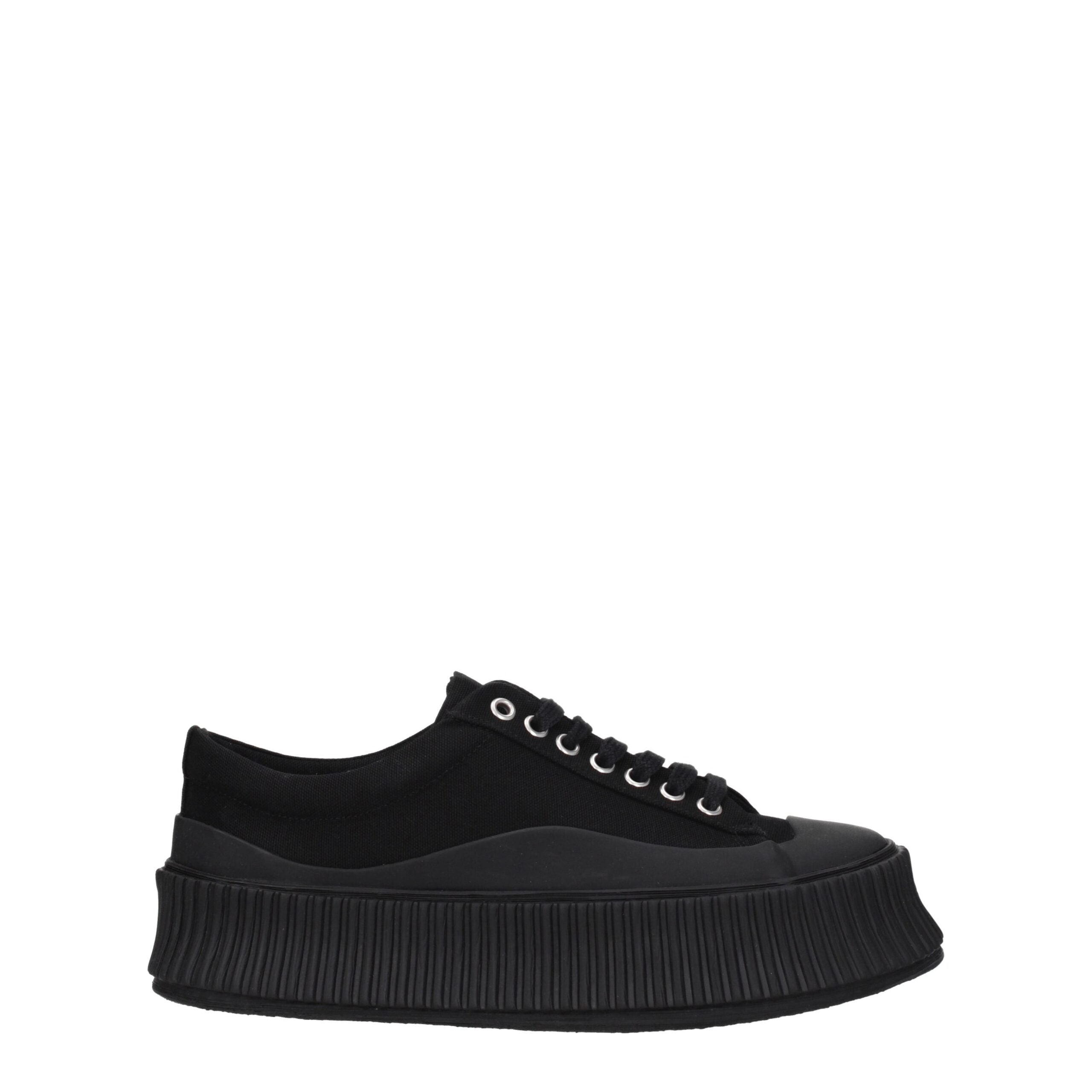 Jil Sander Black Fabric Chunky Sneakers