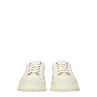 Jil Sander White Fabric Platform Sneakers