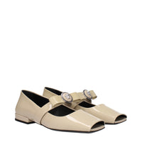Versace Beige Leather Ballet Flat