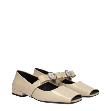 Versace Beige Leather Ballet Flat