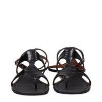 Paris Texas Black Leather Flip-Flop Sandal
