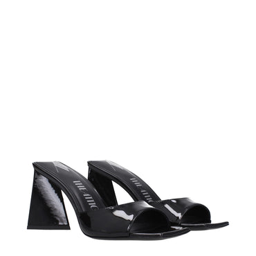 The Attico Black Leather Sandal