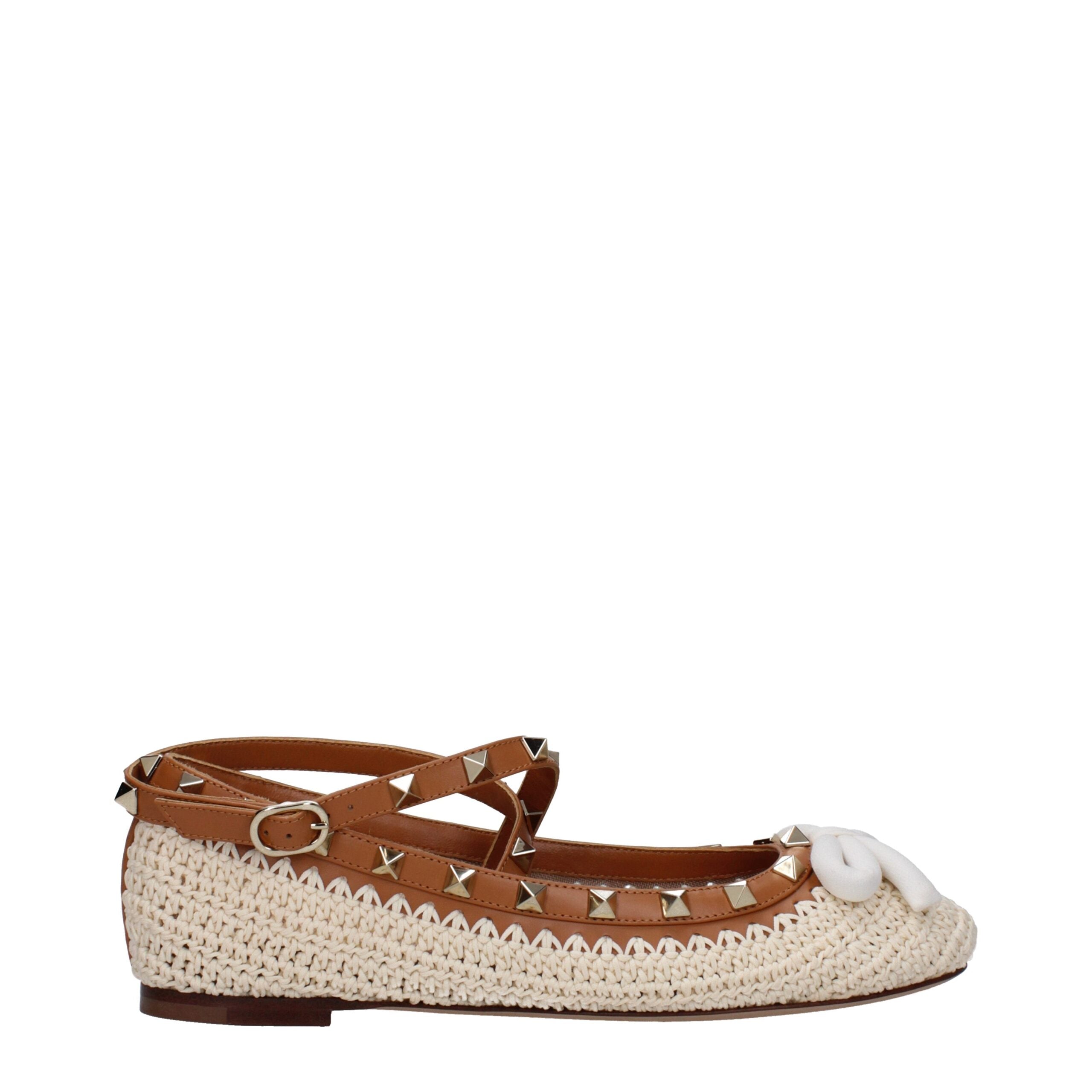 Valentino Garavani Beige Raffia Ballet Flat