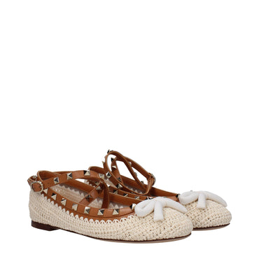 Valentino Garavani Beige Raffia Ballet Flat