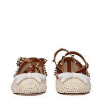 Valentino Garavani Beige Raffia Ballet Flat