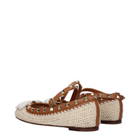 Valentino Garavani Beige Raffia Ballet Flat
