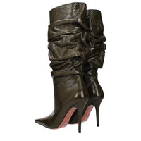 Amina Muaddi Green Leather Boot
