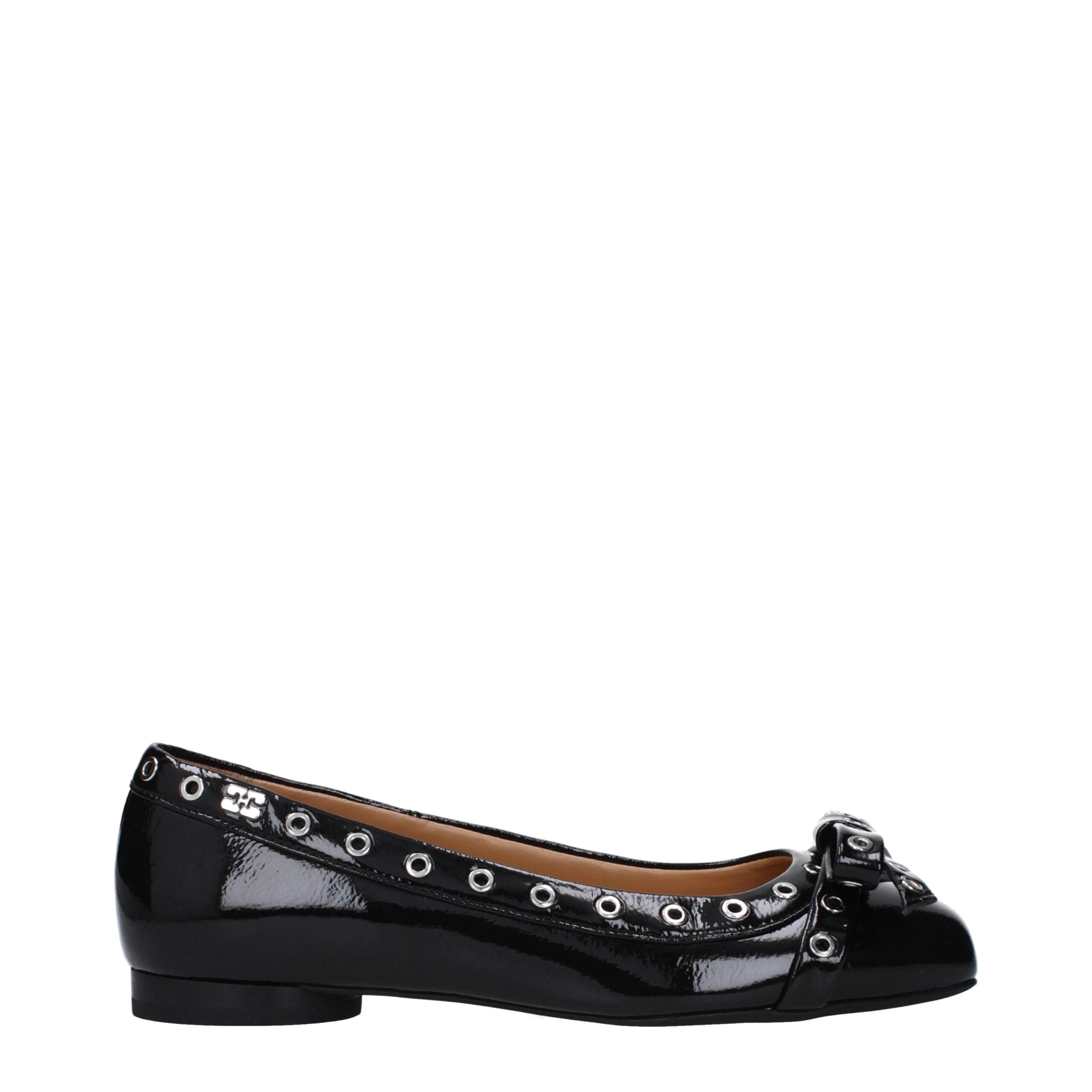 Ganni Black Leather Ballet Flat